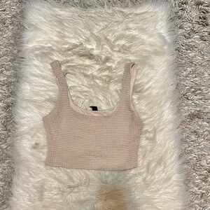 Beige Knitted Crop Top
